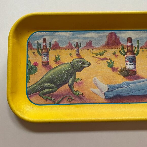 Budweiser Beer Tray Cowboy & Cactus 1996 Vintage Advertisement Barware - Picture 3 of 5